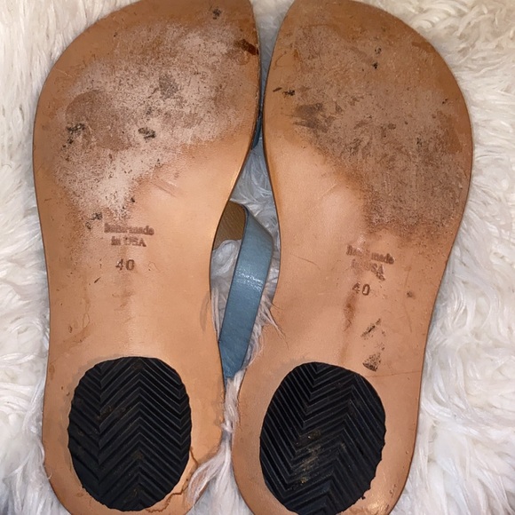 CYDWOQ Women's LEATHER LIGHT Blue Sandals - Picture 5 of 5